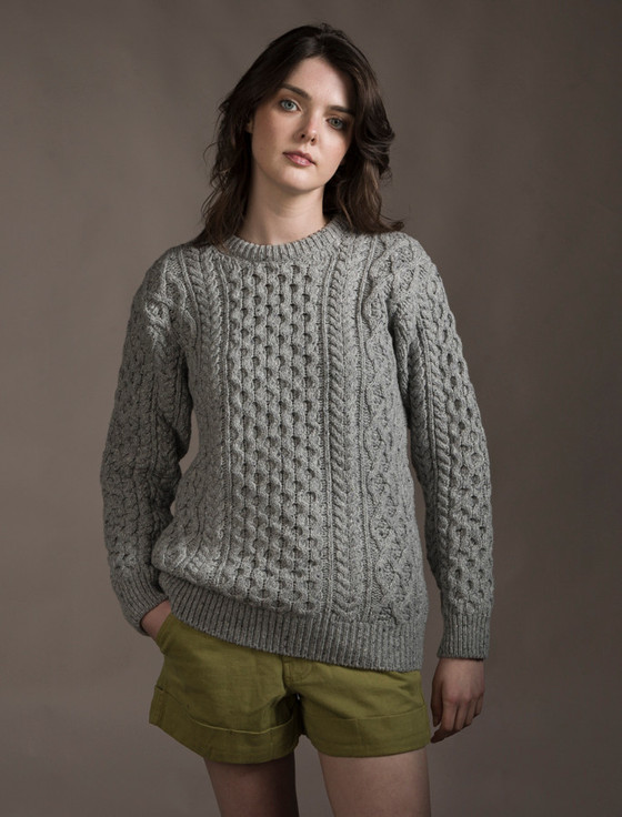 Women's Oversized Wool Cashmere Aran Sweater