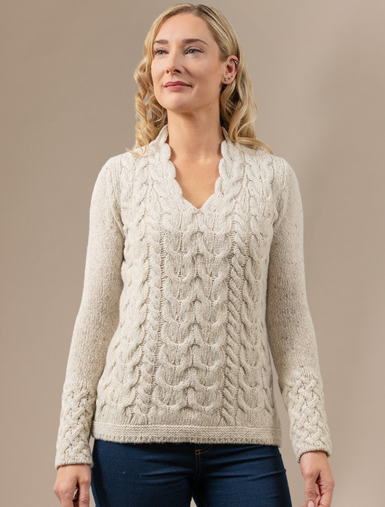 Cable Cashmere V-Neck Sweater, Cashmere Sweaters