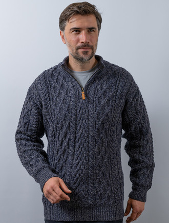 Mens Half Zip Sweater, Zip Neck | Aran Sweater Market