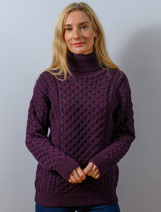 Womens - Shop By Color - Wines & Plums - Sweaters - Aran Sweater