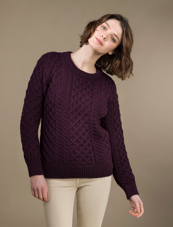 Womens - Shop By Color - Pinks & Purples - Sweaters - Aran Sweater