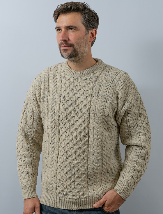 Aran Sweater Market Wool Cashmere Crew Neck Sweater