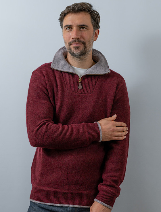 Mens Half Zip Sweater, Wool Sweater with Zip, Irish Wool Sweaters