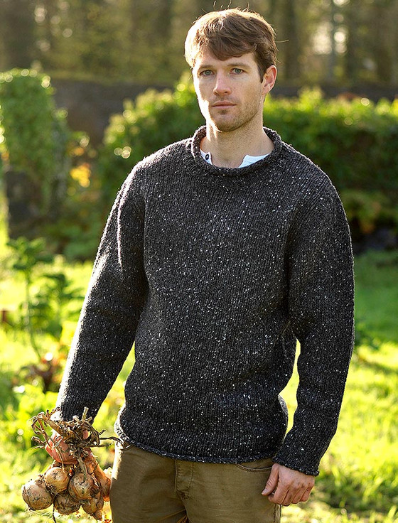 Roll Neck Sweater Men, Aran Fisherman Sweater, Mens