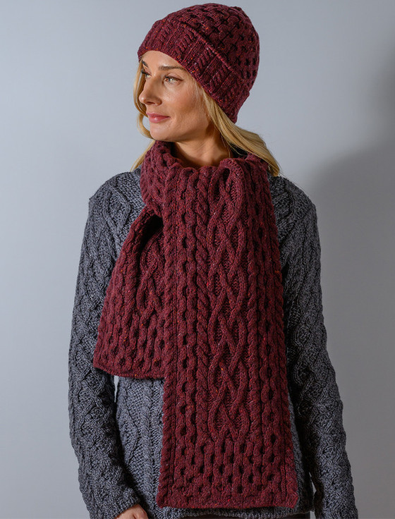 Women's Wool Cashmere Aran Honeycomb Scarf