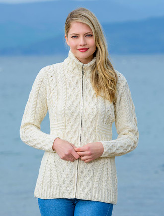 Cable Aran Cardigan with Zipper, For Women | Aran.com