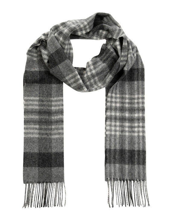 Long Red Pink Plaid Narrow Lambswool Scarf | Aran Sweater Market