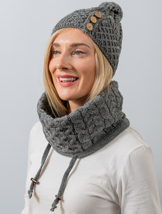 Womens - Shop By Color - Greys - Grey Market Sweater & Caps Aran Hats 