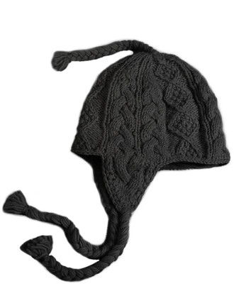 Aran Cable Fleece Lined Hat with Ear Flaps
