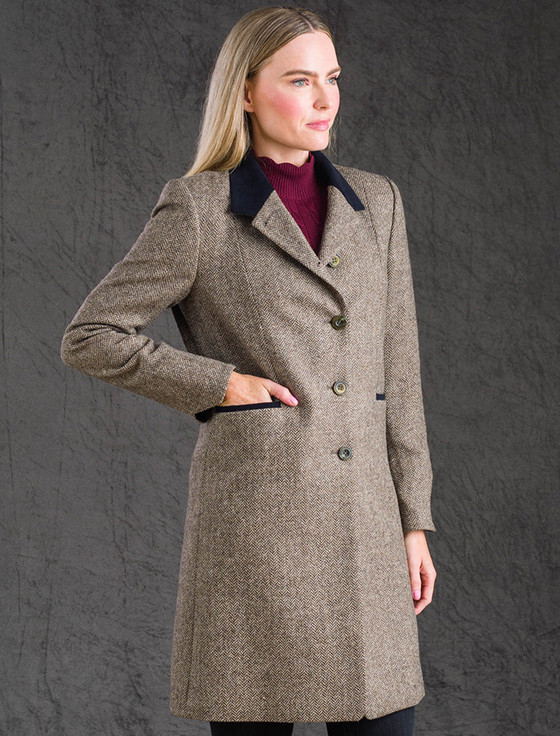 Isabella Tweed Coat - Light Tan Herringbone | Aran Sweater Market