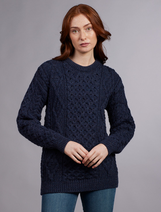 Women's Aran Knit Crew Neck Sweater