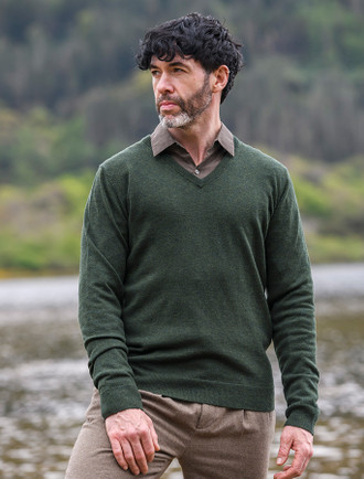 Mens Lambswool V-Neck Sweater | Aran Sweater Market