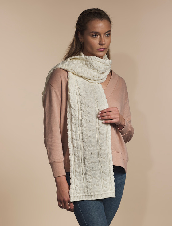 Ladies Merino Cable Scarf | Aran Sweater Market