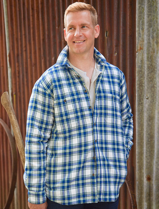 Fleece Lined Flannel Shirt - Blue Navy Tartan