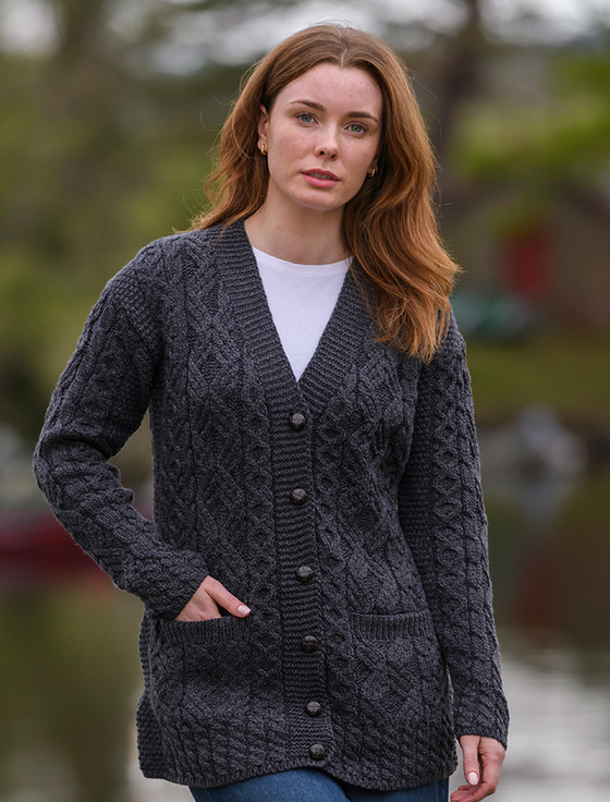 Ladies Button-Up Aran Cardigan Aran Sweater Market