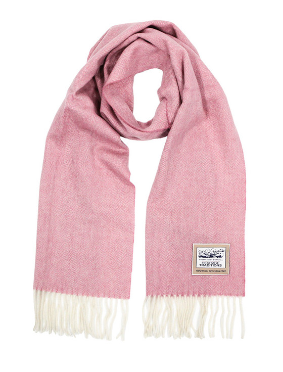 Pure Wool Herringbone Scarf - Heritage Rose | Aran Sweater Market