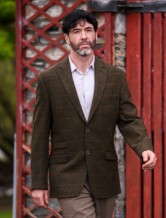 Irish Wool Tweed Classic Fit Jacket - Navy