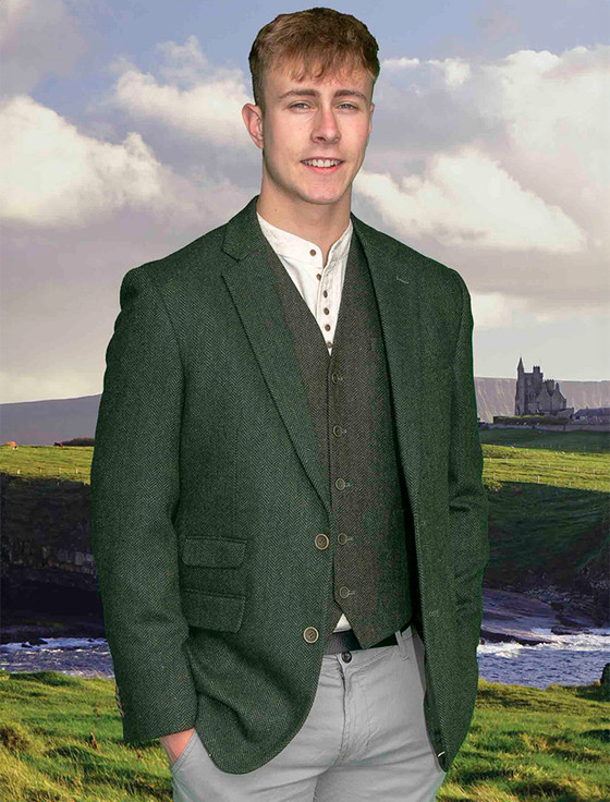 Irish Wool Tweed Sport Jacket - Olive