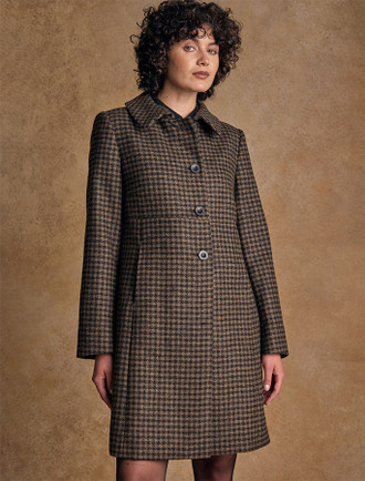 Sinead Tweed Coat - Rose Herringbone Check