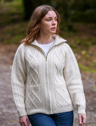 Women's White Knit Cardigans | Aran Sweater Market