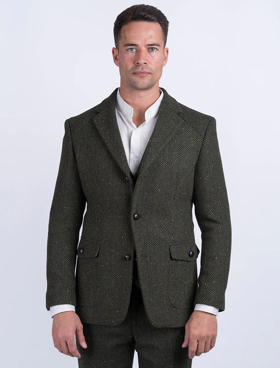 Skellig Wool Tweed Walking Jacket - Navy