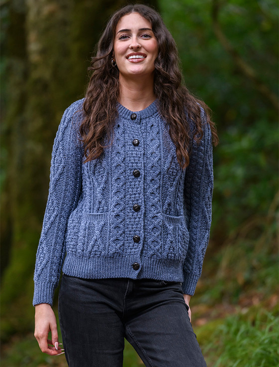 Cardigan Femme St. John - Laine Bleu Marine Et Rouge, Taille US 2 (P), D'occasion