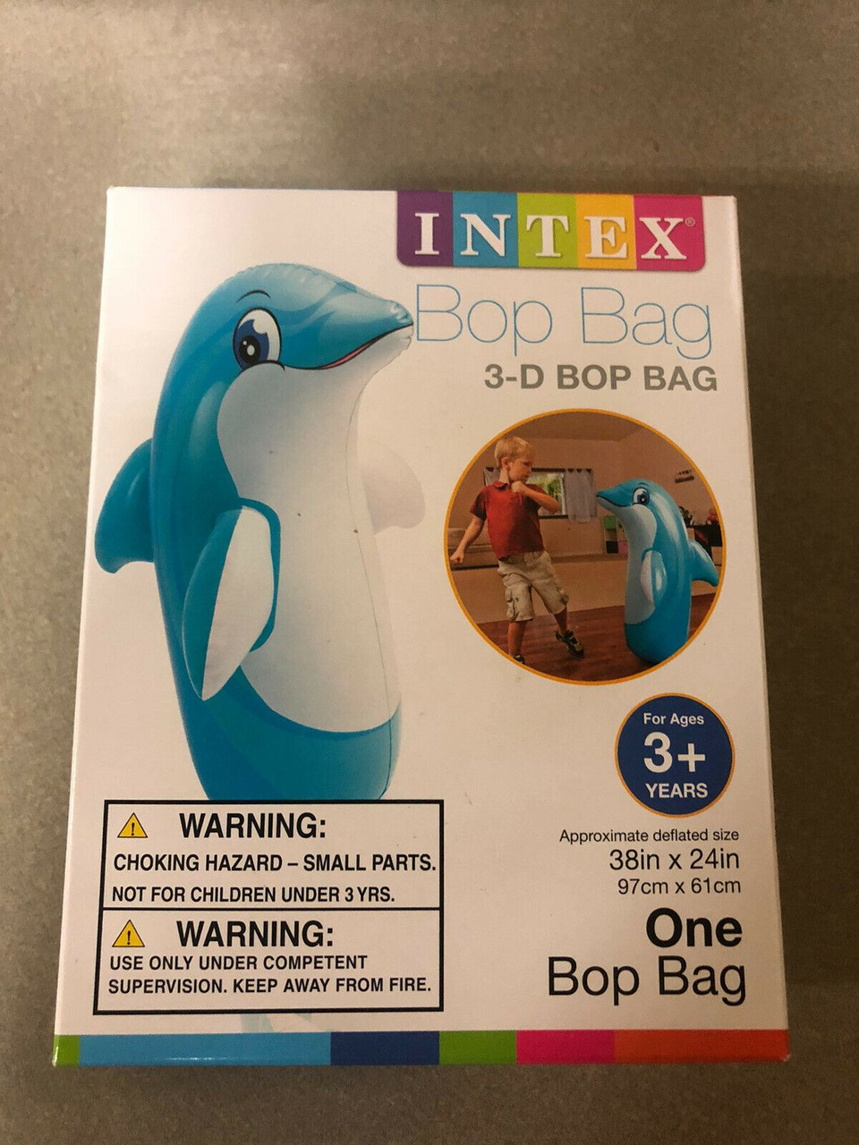 Intex 3D Bop Bag Inflatable Blow Up Punching Bags Toys (Dolphin)