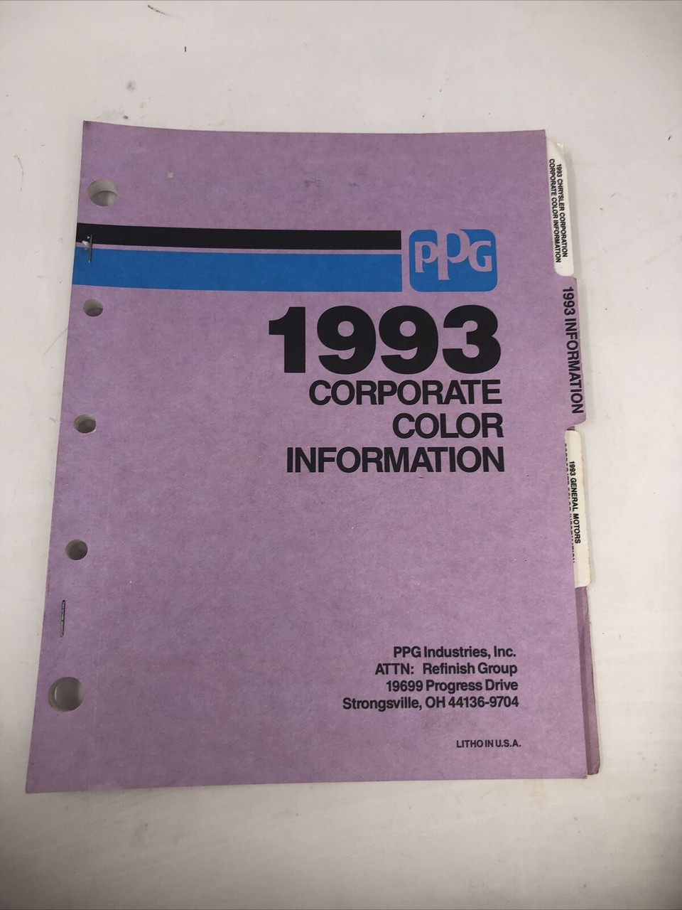 PPG 1993 CORPORATE GM FORD CHRYSTLER COLOR INFORMATION BOOKLET MANUAL -PREOWNED