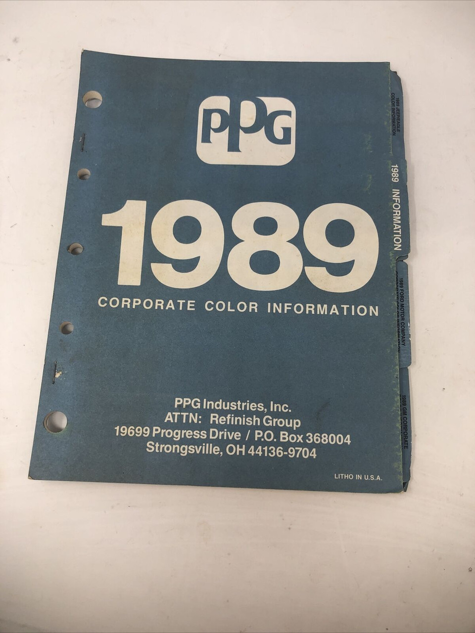 PPG 1989 CORPORATE GM FORD CHRYSTLER COLOR INFORMATION BOOKLET MANUAL -PREOWNED