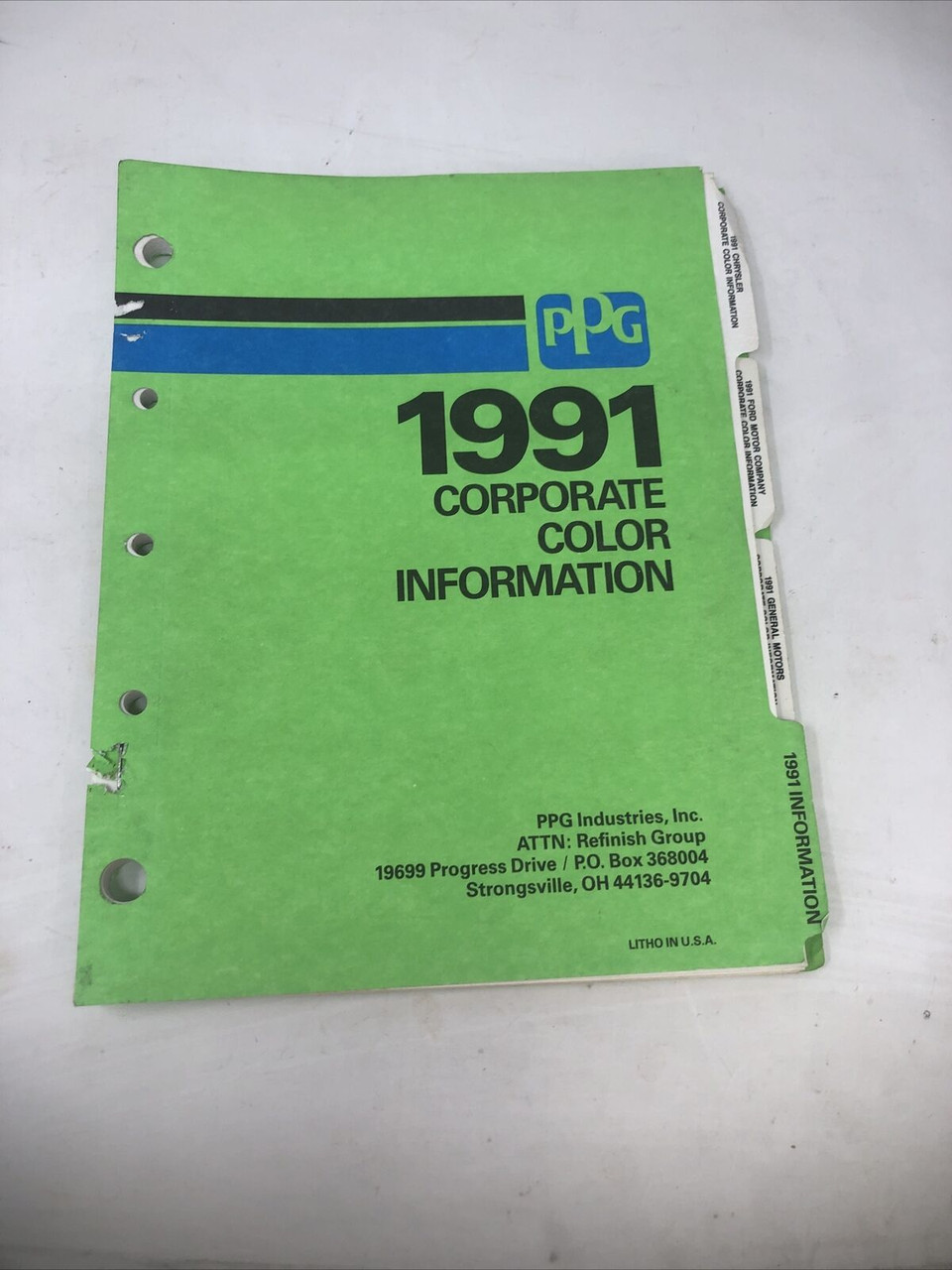 PPG 1991 CORPORATE GM FORD CHRYSTLER COLOR INFORMATION BOOKLET MANUAL -PREOWNED