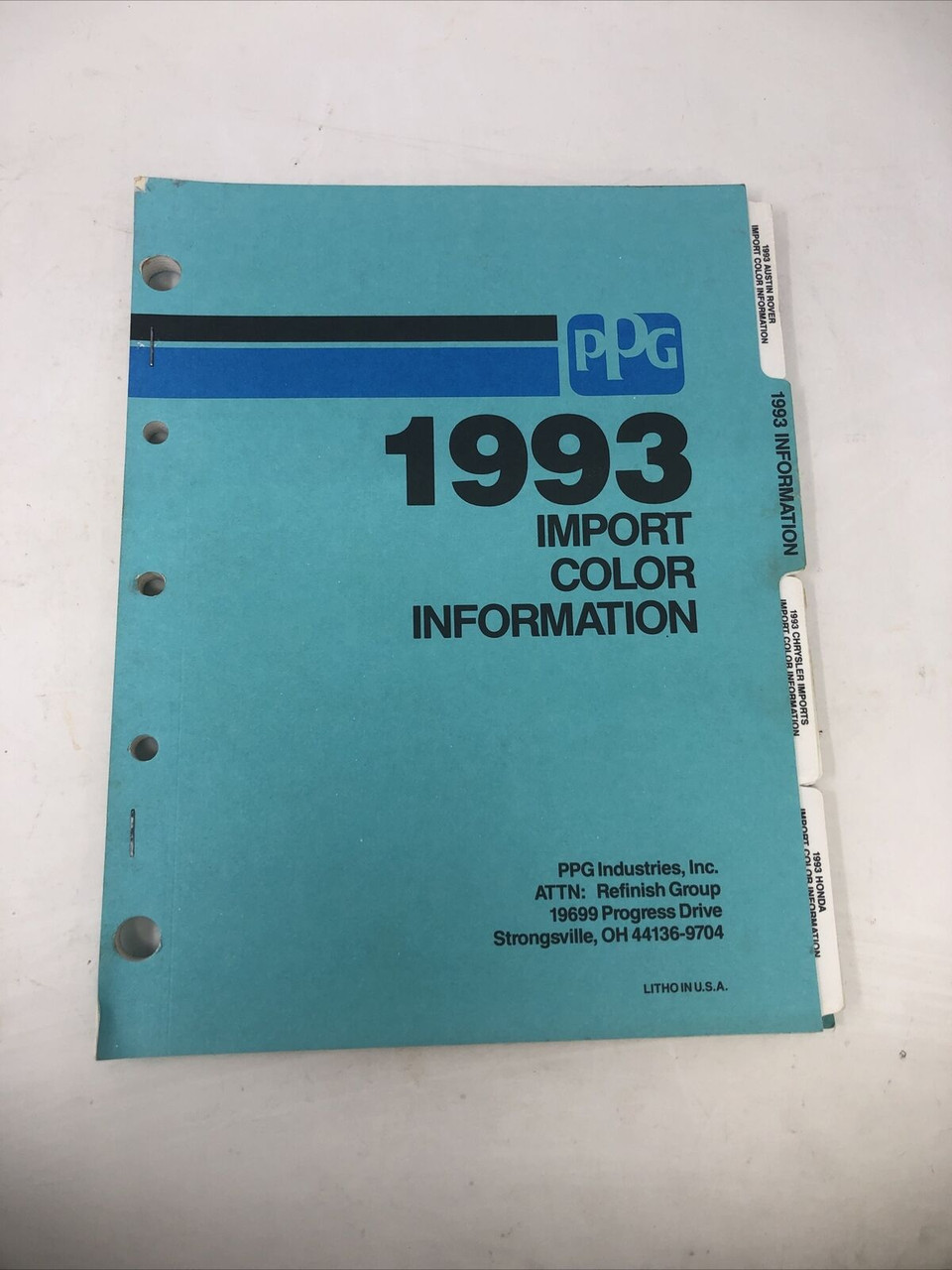 PPG 1993 IMPORT COLOR INFORMATION BOOKLET MANUAL 383-93 -PREOWNED