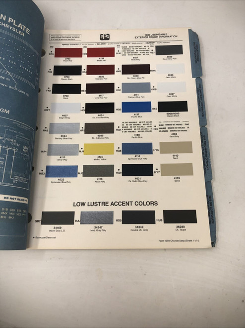 PPG 1989 CORPORATE GM FORD CHRYSTLER COLOR INFORMATION BOOKLET MANUAL -PREOWNED