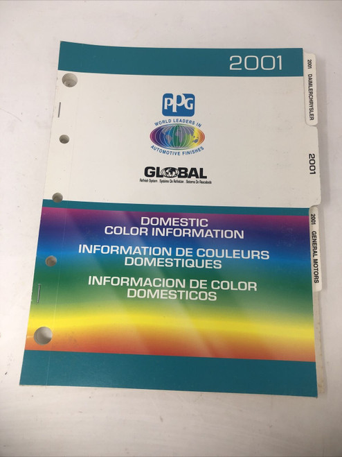 PPG DOMESTIC FORD GM CHRYSTLER COLOR INFORMATION 2001 BOOK MANUAL - PREOWNED