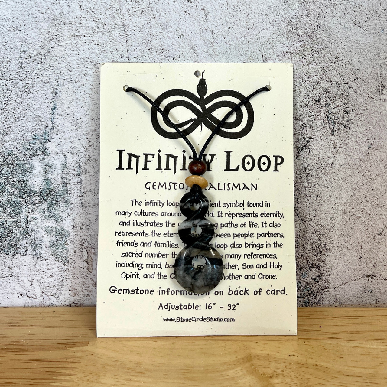 Infinity Loop Pendant Stone Jewelry Black Picasso Jasper