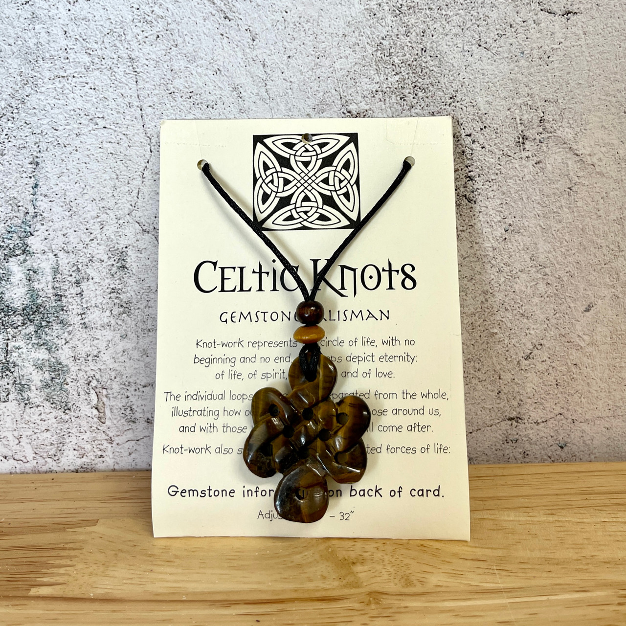 Celtic Knots Pendant Stone Jewelry - Tigers Eye | GiftedPottery.com