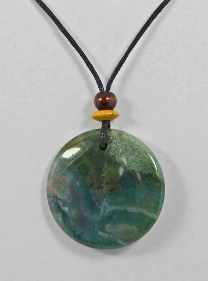 Rock Art Polished Stone Pendant Jewelry Round Moss Agate