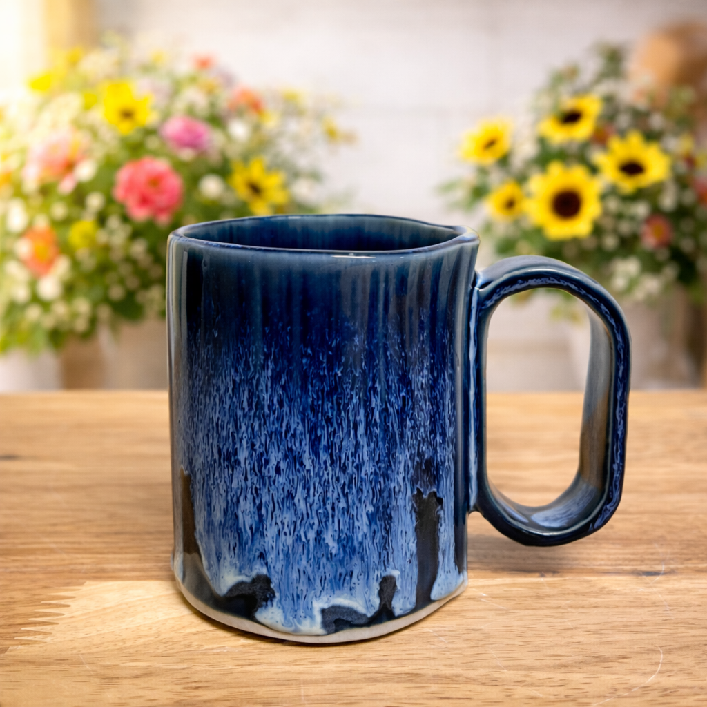 Handmade Pottery Mug Small Bay Mug - 12 oz - Stoneware Pottery Navy