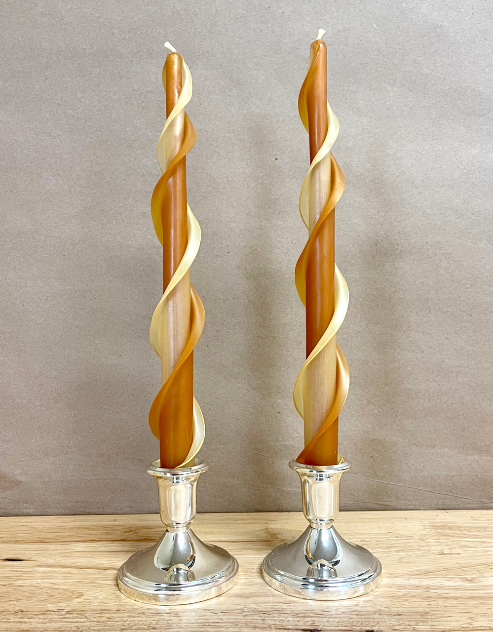 Festival of Lights ~ Hand Painted Gilded Taper Candles in Cotton (Tapers - Set of 4in - 9inIn) by Saffron Marigold