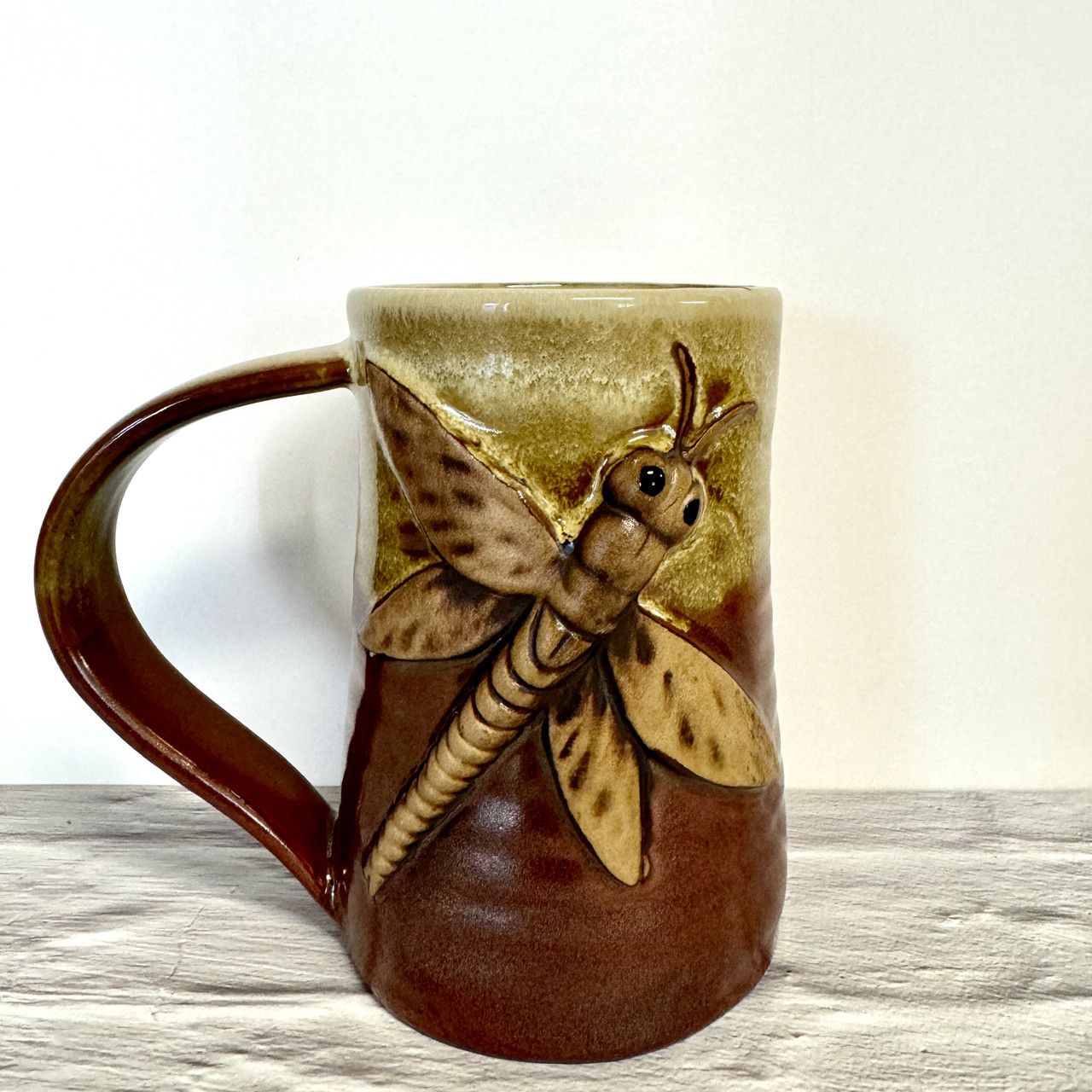 Handmade Pottery 3D Dragonfly 24 oz Tankard