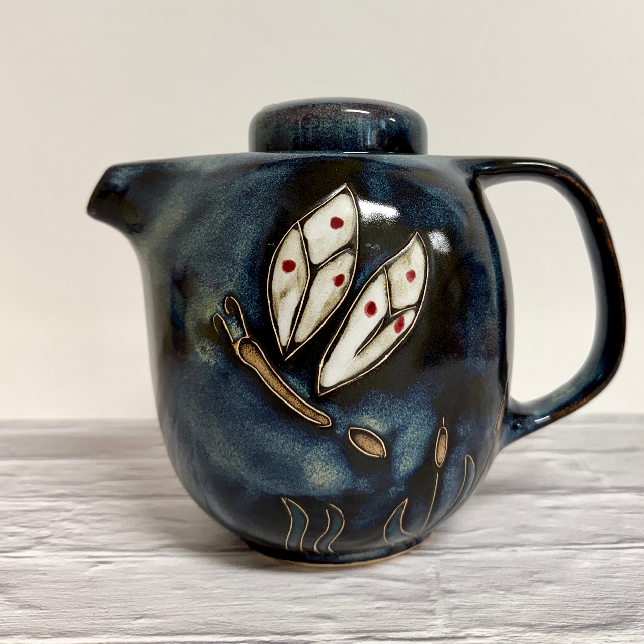 Handmade Pottery 44 oz Teapot - Dragonfly