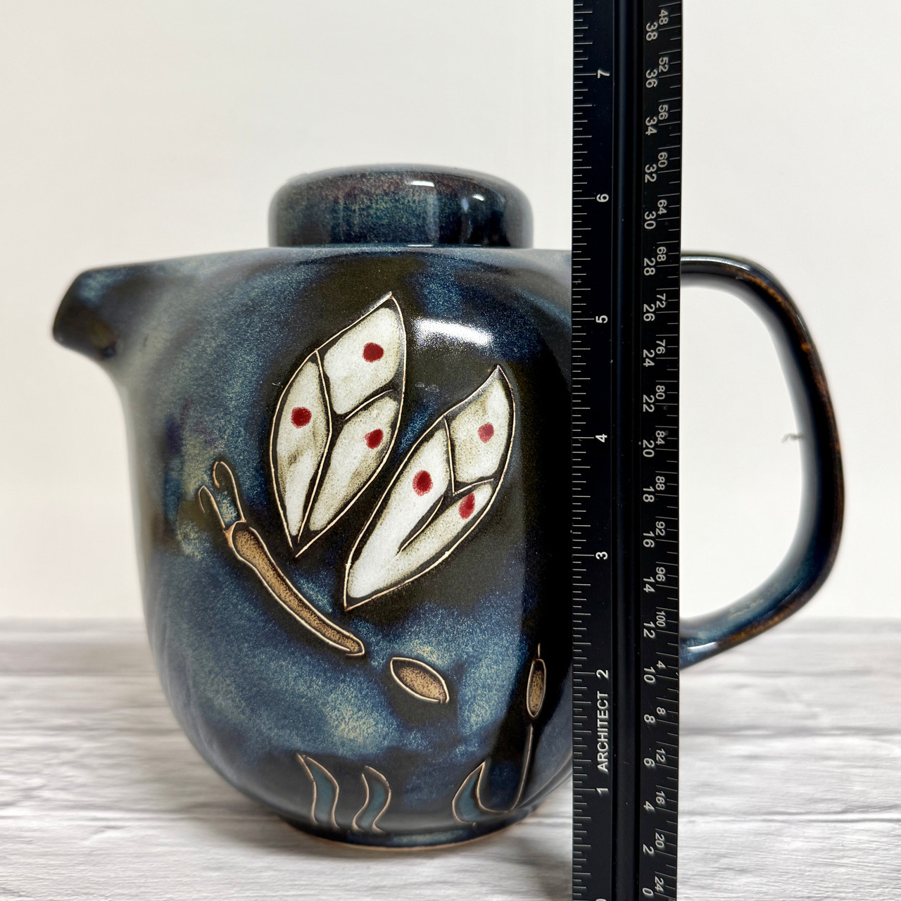 【POTTERY】 Vintage Hall Pottery 96 oz Pitcher 1247 Made In USA Two-Tone Blue