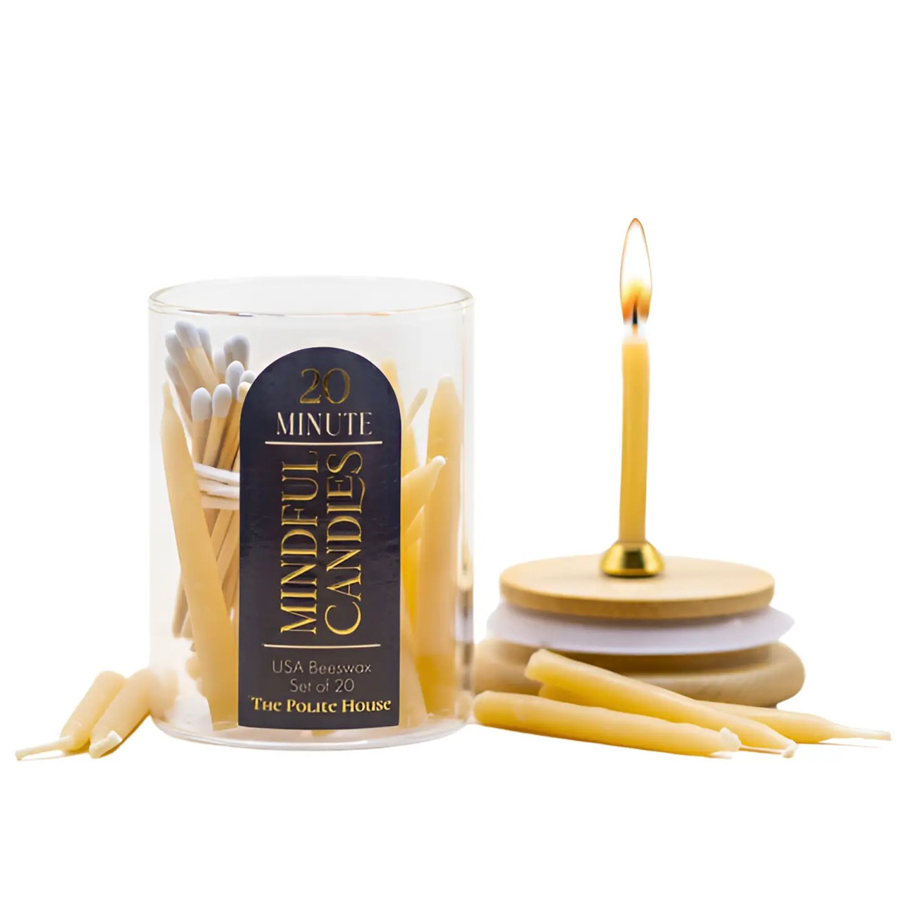 Uncommon Gifts! 20 Minute Beeswax Candle Set: Mindful Meditation