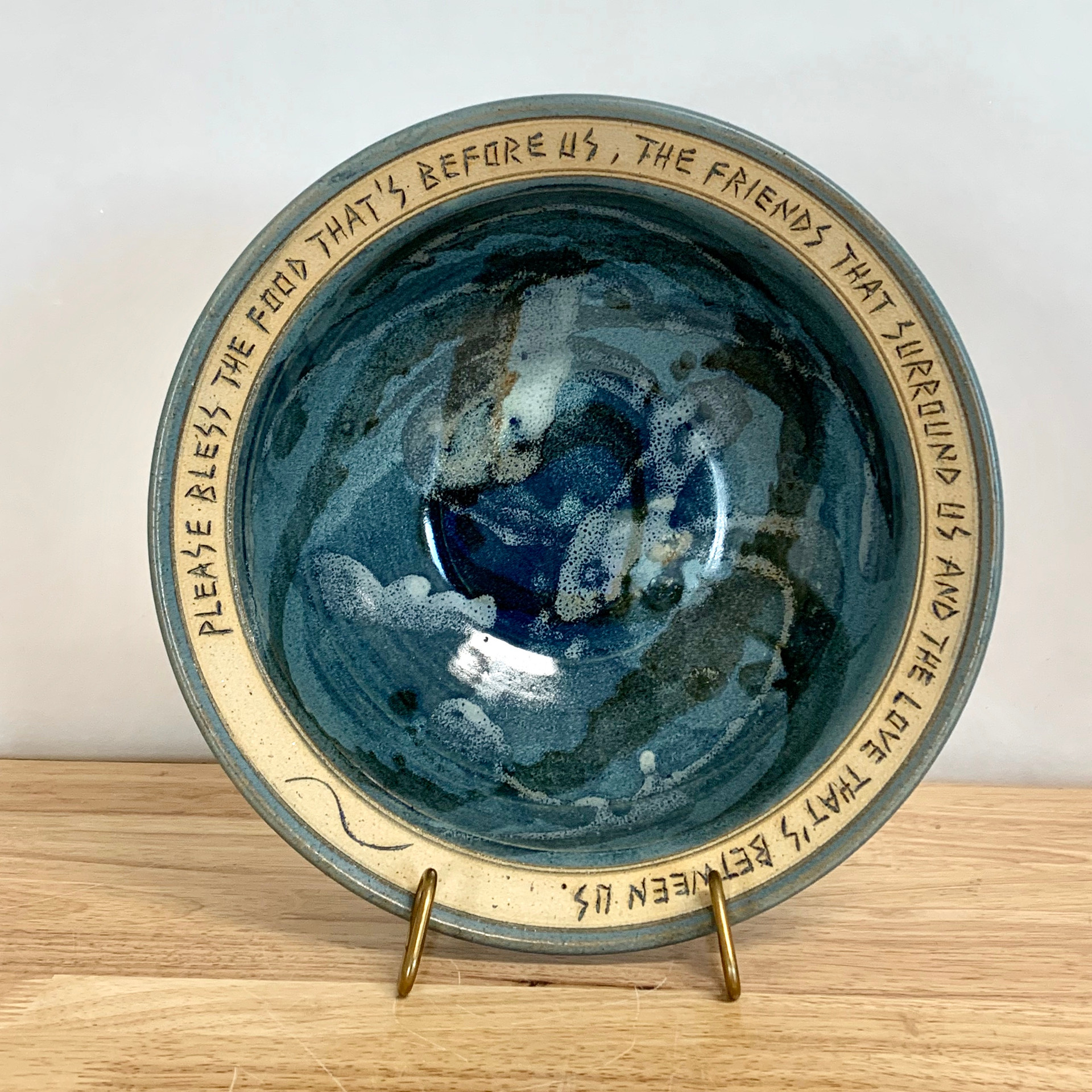 Handmade Blessing Bowl Slate Blue Beautiful!