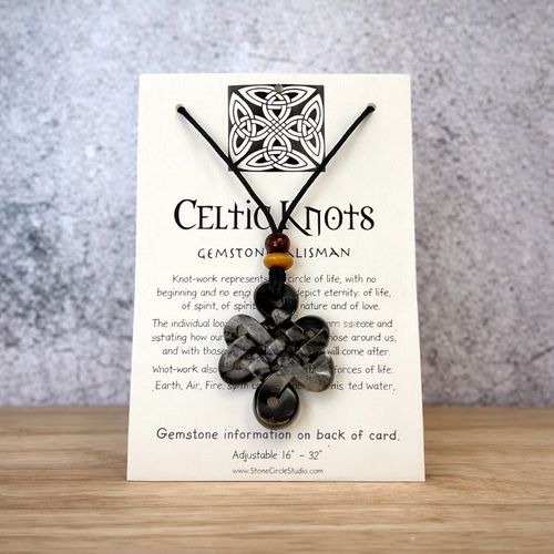 Celtic Knots Pendant Stone Jewelry - Black Picasso Jasper
