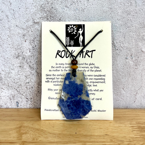 Rock Art Polished Stone Pendant Jewelry - Blue Sodalite