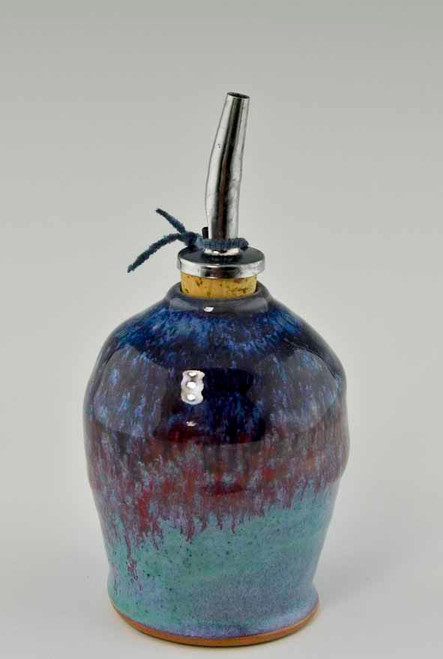 Handmade Pottery Oil Bottle in Fiesta Glaze
