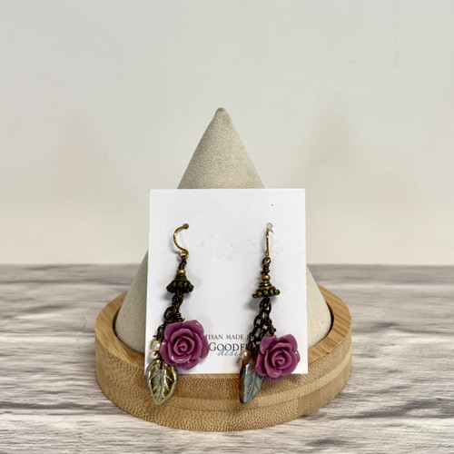 Handmade Pink Rose Earring with Mini Pearls