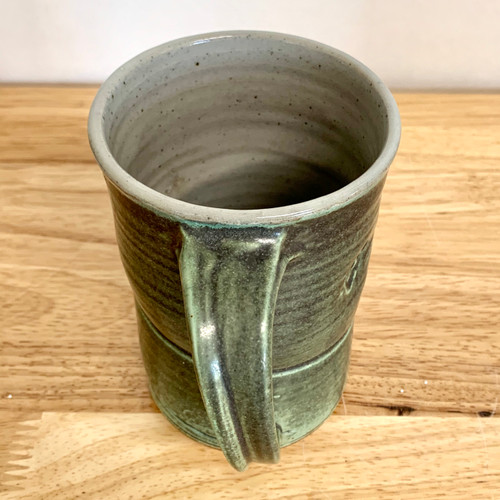 Handmade Pottery Tall Mug - Green and Gray