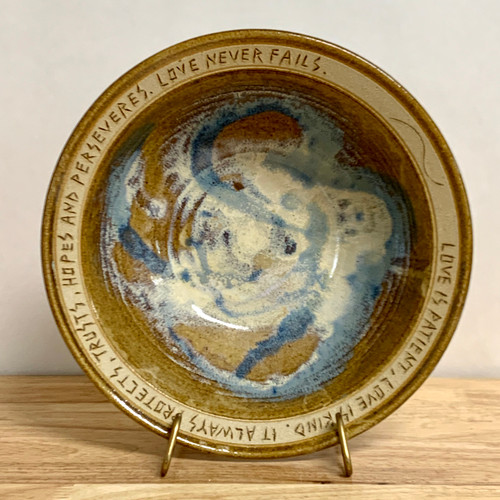 Handcrafted Stoneware "Love is Patient" Wedding Bowl – Shoreline Glaze