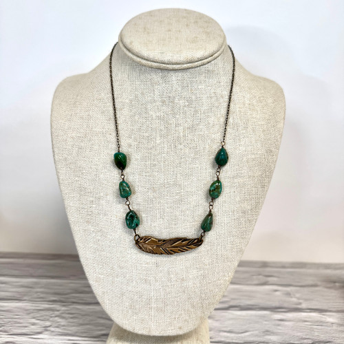 Handmade Feather and Turquoise Necklace